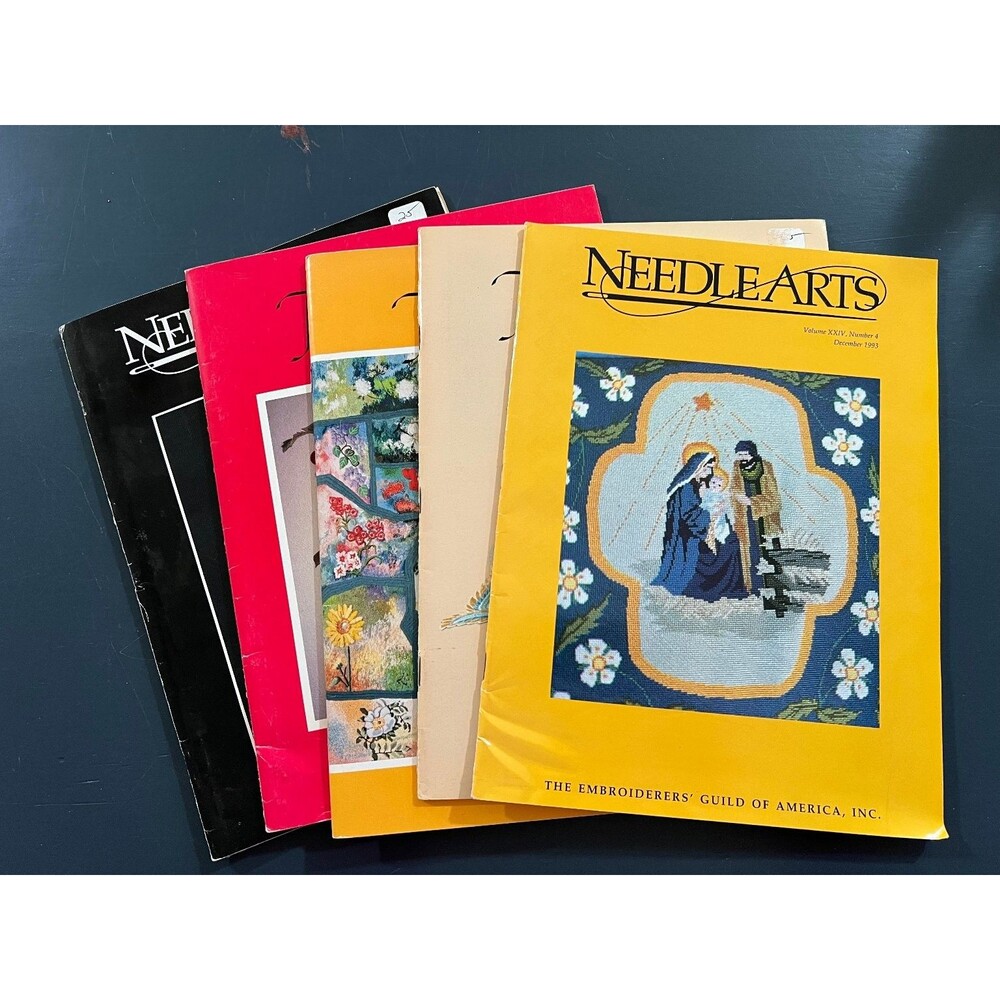 Needle Arts Magazine Lot of 5 Mixed Embroidery Patterns Vintage